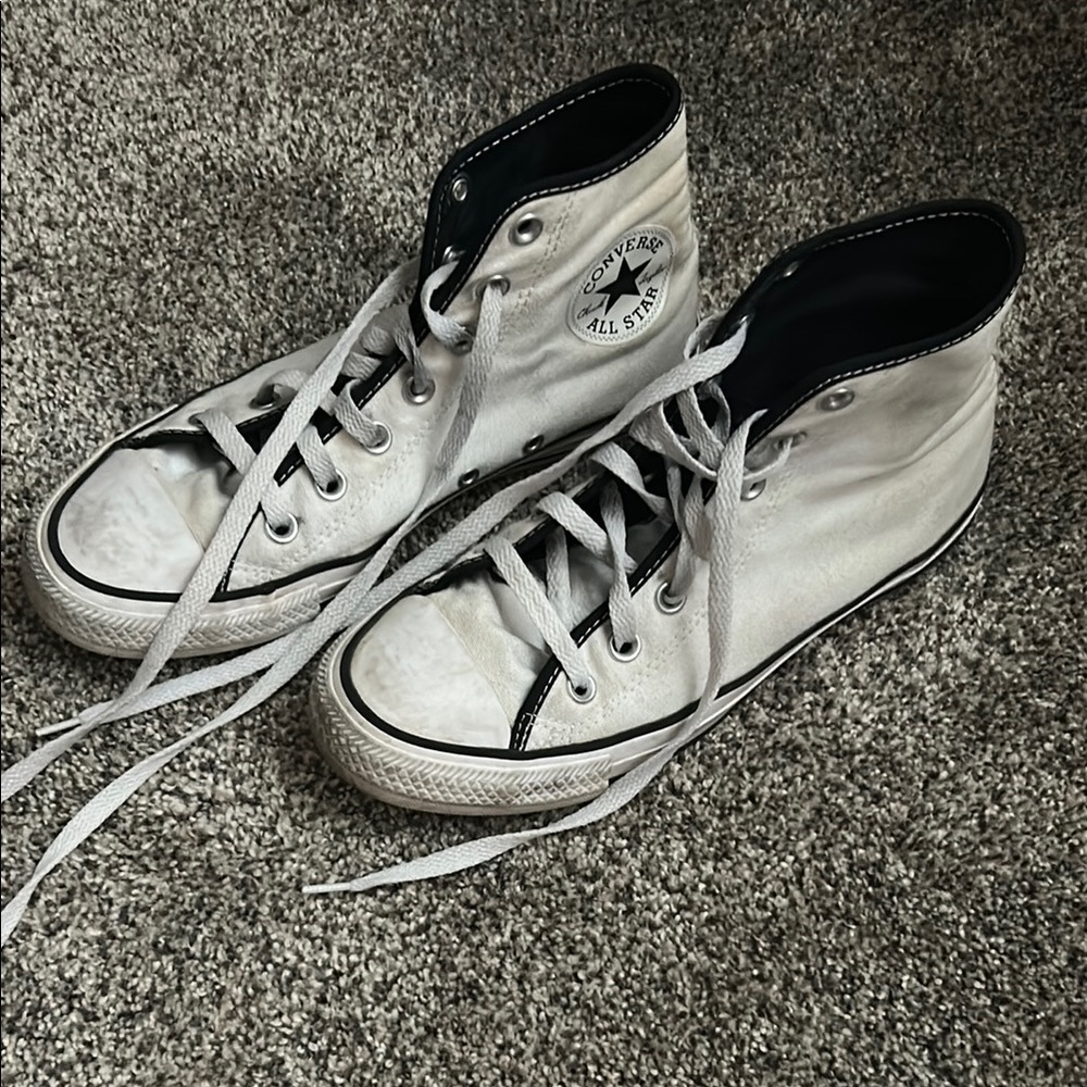 Converse White High-Top Sneakers with Black Trim